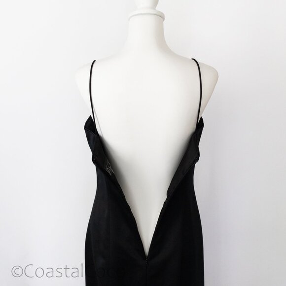 Alex Evenings Black Floor Length Gown Dress 6 Formal Wedding Slip Spaghetti Y2K - Picture 4 of 9